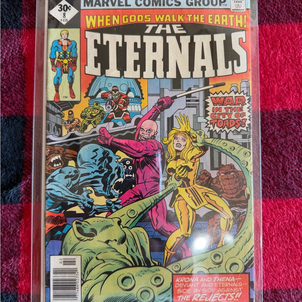 Marvel The Eternals Comic Book Cover — Red, Yellow, Green, Blue, Pink, Black